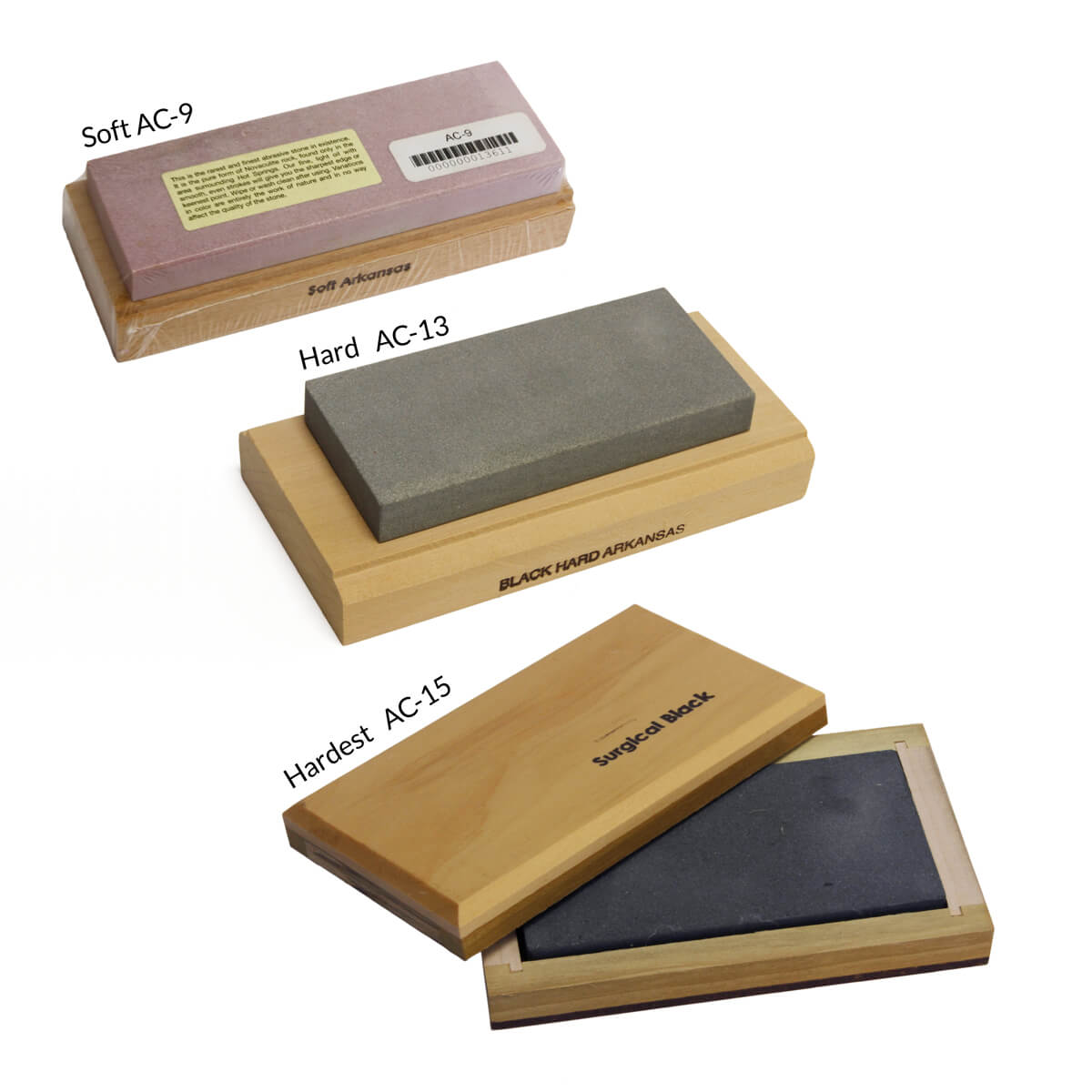 Arkansas Sharpening Stone Soft, Hard, Hardest TALAS