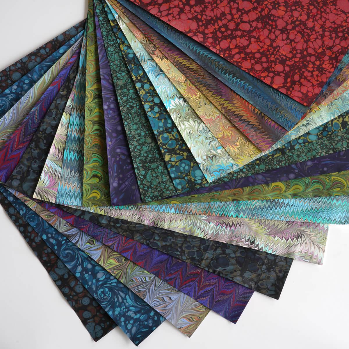 Paperhues Marbled Handmade Scrapbook Papers Collection 12x12 Pad, 24  Sheets.