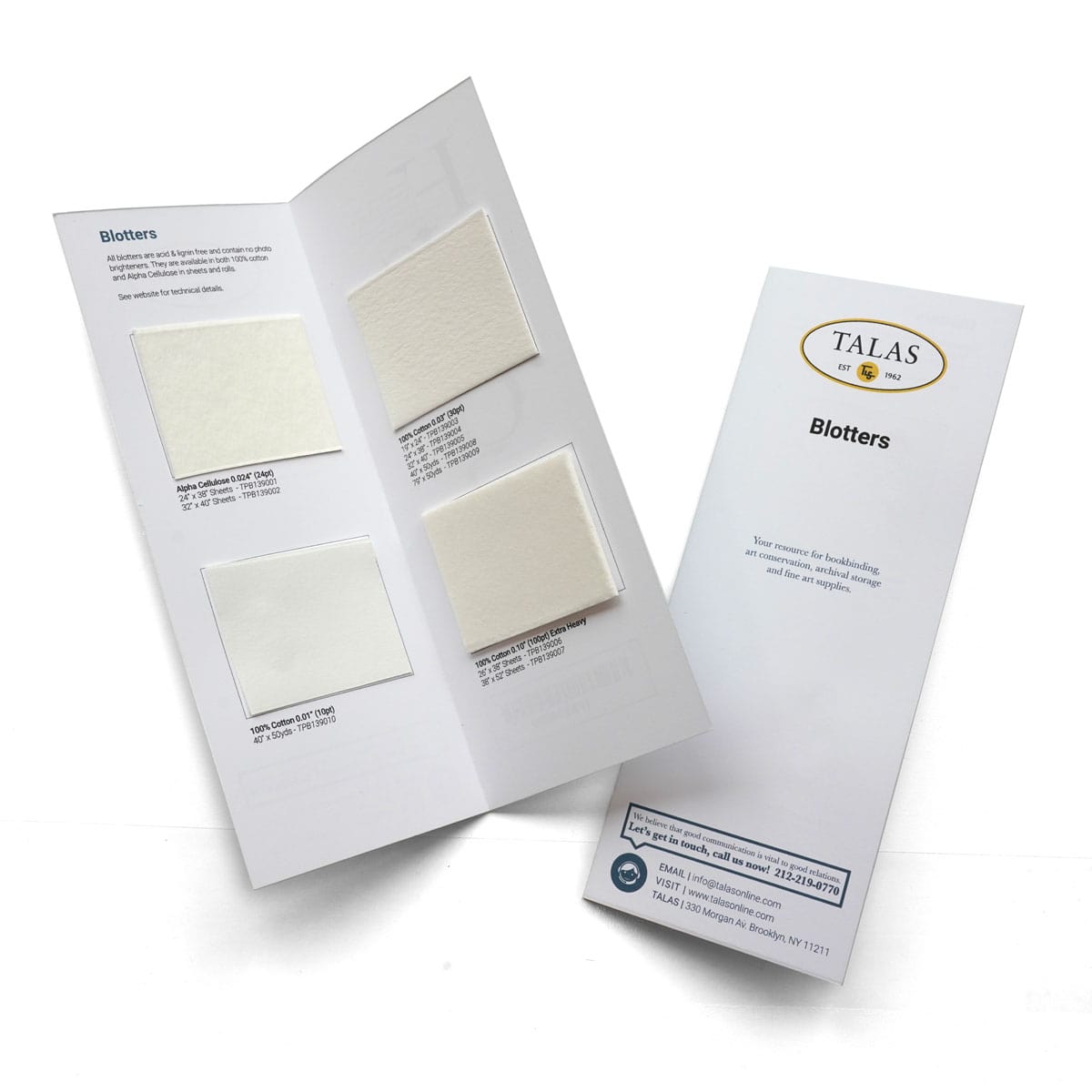 Archival Cotton and Unbuffered Blotting Paper TALAS